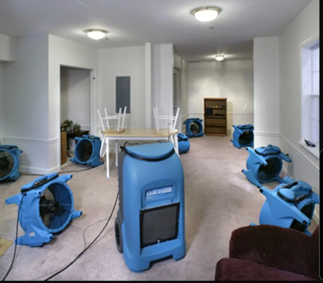 Air movers and dehumidifier setup for Water Extraction & Removal in Lombard